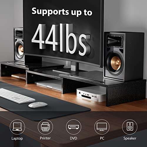 LORYERGO Dual Monitor Stand for 2 Monitors, Desk Riser With Storage, Computer Stand w/Slot for Tablet Cellphone, for PC, Laptop, Printer 6