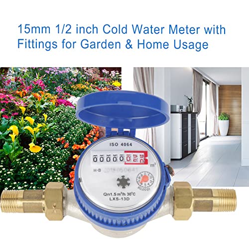 B07Ms1Fzb6,water meter 3/4 + Water Meter 15mm 1/2 inch Cold with Fittings for Garden & Home Usage 6