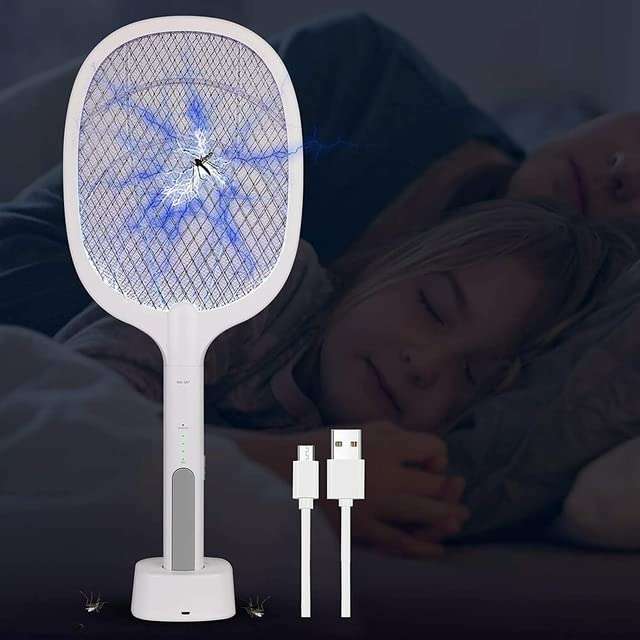 Bivolt Rechargeable Electric Racquet Kills Bugs Flies CM21 5