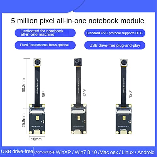 Viupolsor Notebook All-in-One Camera 120-Degree Distortion-Free/Autofocus 5MP Pixel Ov5640 Module USB Notebook Camera Module 5