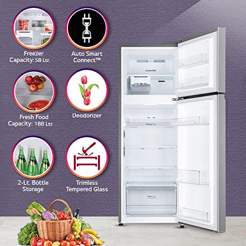 LG 246 L 3 Star Frost-Free Smart Inverter Compressor Wi-Fi Double Door Refrigerator (GL-T262TDSX, Dazzle Steel, Convertible With Door Cooling+, 2023 Model) 2