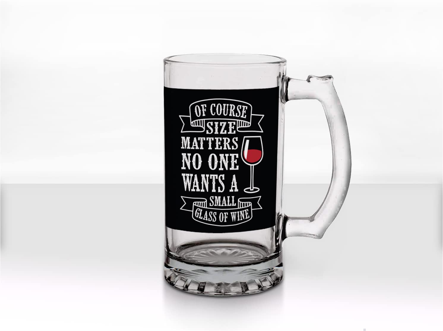 Khakee Gifts of Course Size Matters no one Wants | Printed Glass Beer Mug with Handle Funny Quotes | Gift for Son, Dad, Brother, Husband, Friends - White 16oz [470ml] 4