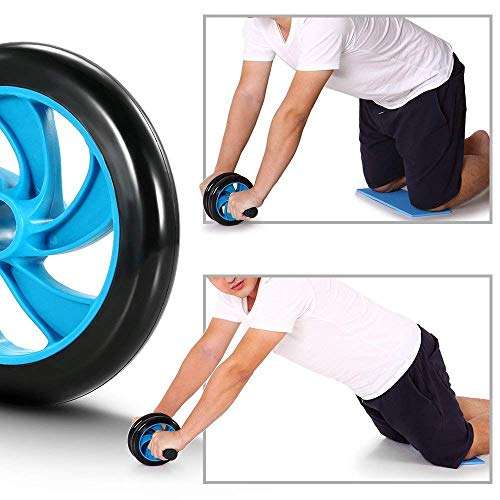 SKYFUN (LABEL) Anti Skid Double Wheel Full Body AB Roller Core Abdominal Exerciser Workout Stomach Exercise Training With Knee Mat Steel Handle-Assorted Color 6