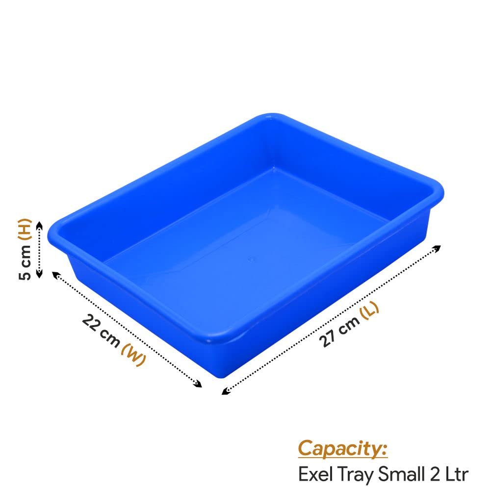 Wonder Plastic Exel Small Tray for Home/Office/Kitchen, Set of 4 pc Tray 2 LTR, Blue Color 3
