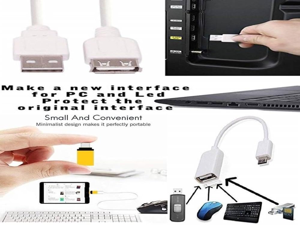 Anjo 8 in 1 Combo of Wired Keyboard, Wired Mouse, Anti-Skid Mouse Pad, USB Hub 3.0, Multi-Purpose Cleaner & Cloth 100ml, OTG Micro & C to A Type, USB Extension Cable Male to Female Type A 1.5m 5