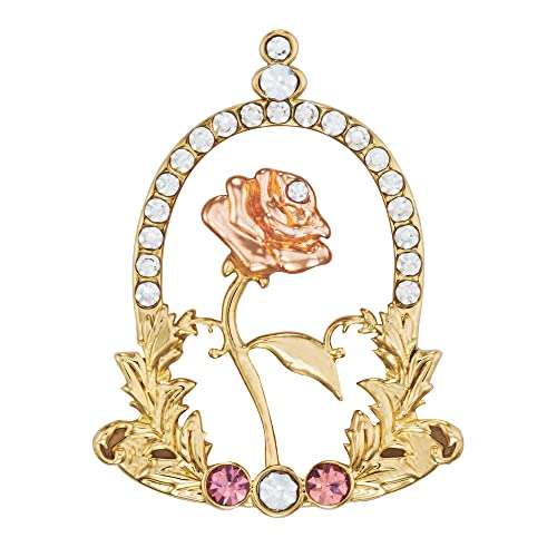 Citizen Women's Eco-Drive Disney Princess Belle Crystal Watch and Pin Gift Set in Gold tone Stainless Steel, Beauty and The Beast Mother of Pearl Dial (Model: FE7048-51D) 3