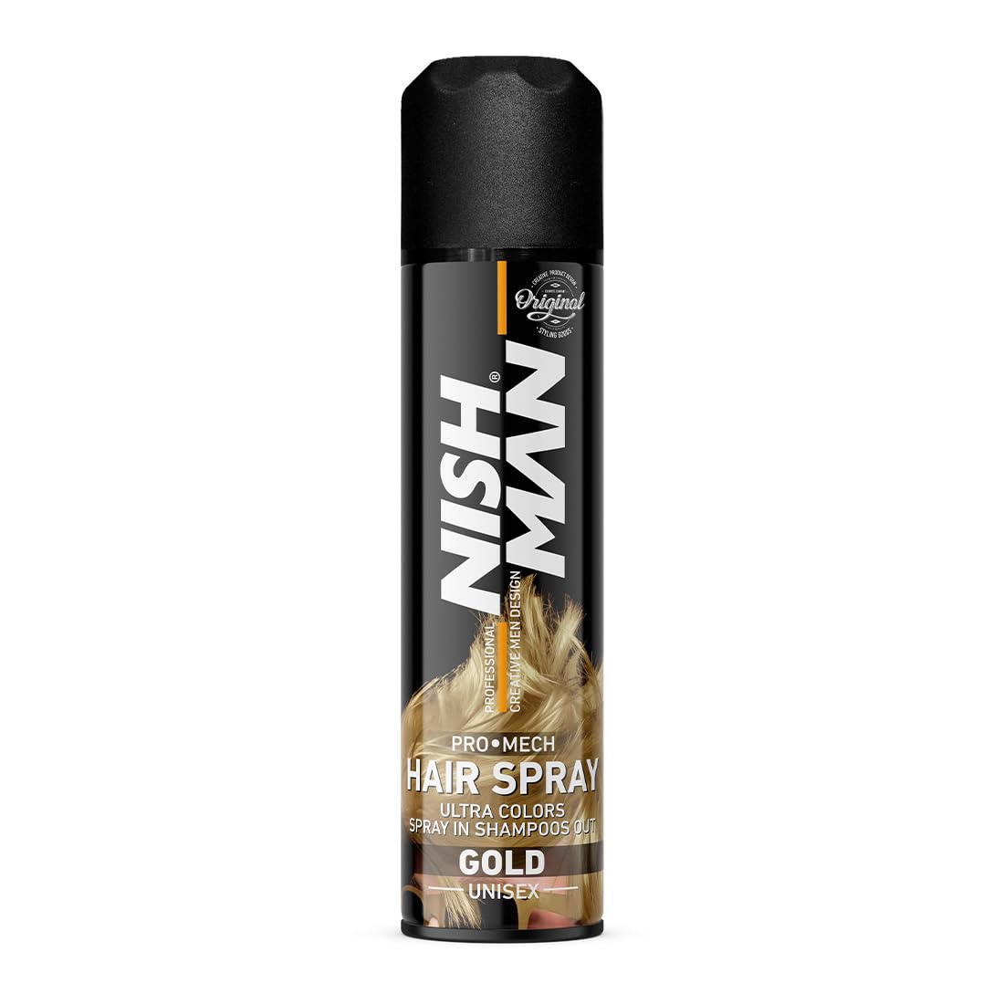 Nishman Professional Hair Color Spray | Cruelty, Peroxide & Ammonia Free | Suitable For Daily Use | Unisex Temporary Hair Color - Gold | 150 ML