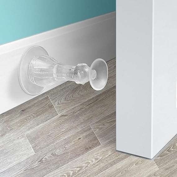 Korvia Door Stopper for Home Transparent Silicone Self-Adhesive Rubber Door Stopper Wedge Gate Stopper for All Doors Durable Non-Slip Floor Protector for Home Office Hotel Keep Doors Open Safely 1