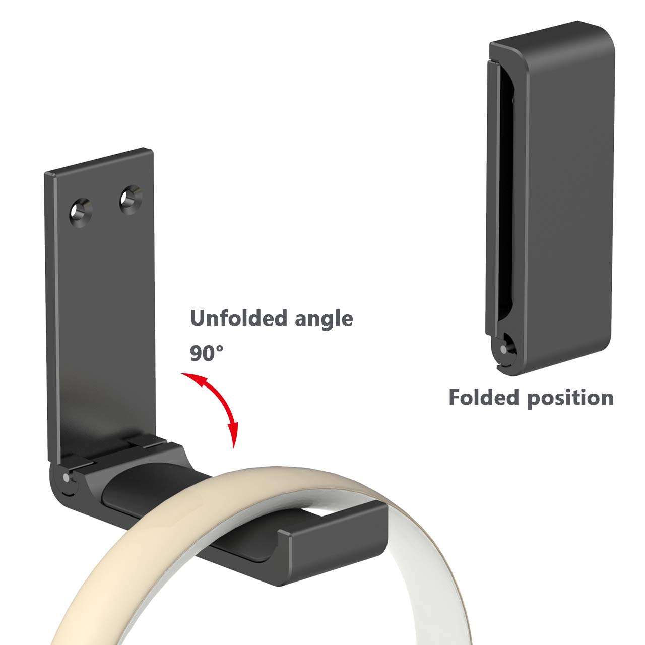 Yocice Headphone Stand Hanger,Headset Holder Mount,Aluminum Hook with Strong Adhesive Tape for Headphones (H03-Black-1PCS) 2