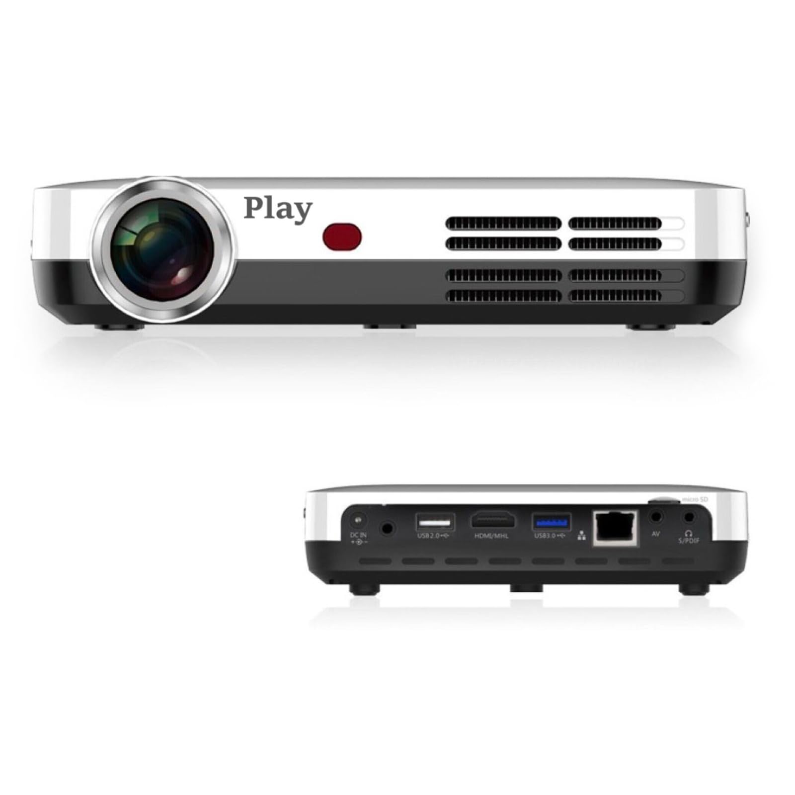 Play P6 3D 4k UHD Smart Projector for Personal Home Theater (3840 x 2160) (Auto Focus) (4D Keystone) (Screen Fit) (Digital Zoom) (9500lm) (Airplay/DLNA/Mirroring) (Specialty Real 3D Active) 4