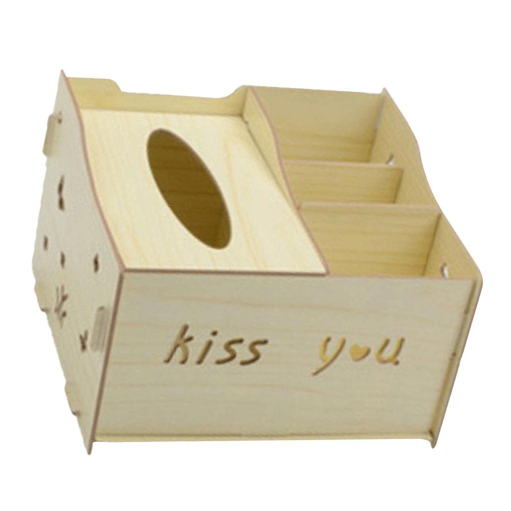 Excluzo Multifunctional Wooden Tissue Box Remote Control Storage Box Yellow Green 4