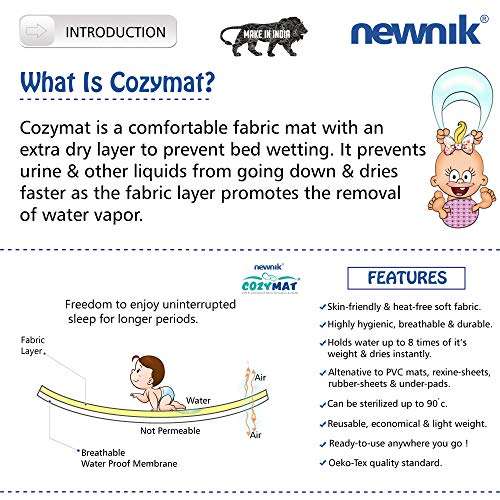 Cozymat Dry Sheet Quick Waterproof Breathable Bed Protector & Crib Sheet (Size: 140cm X 100cm) Sea Green, Large 2