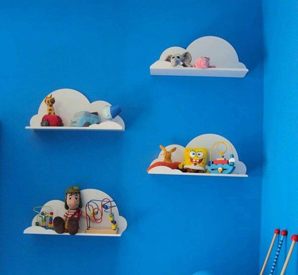 INDIAN DECOR. Cloud Shaped Metal Wall Shelf - (White, Pack of 4) 1