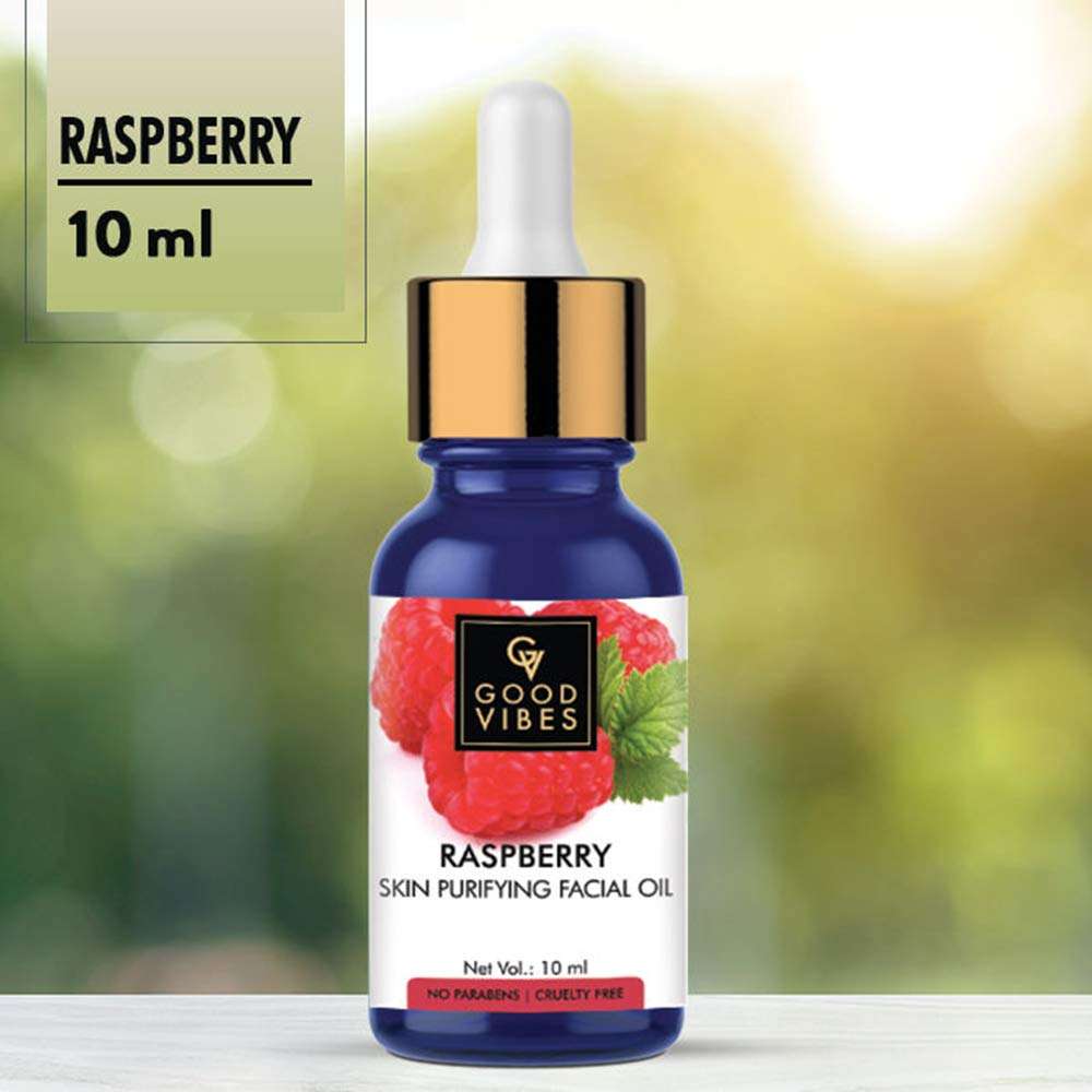 Good Vibes Raspberry Skin Purifying Facial Oil, 10 ml | Lightweight Hydrating Glowing Anti-Ageing Formula For All Skin Types | Helps Control Acne | No Parabens & Sulphates 6