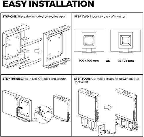 HumanCentric Mount Compatible with Dell OptiPlex Micro Form Factor Case, VESA, Under Desk and Wall Mount Fits MFF 3040, 3046, 3050, 3060, 3070, 3080, 5050, 5060, 5070, 7040, 7050, 7060, 7070, More 3