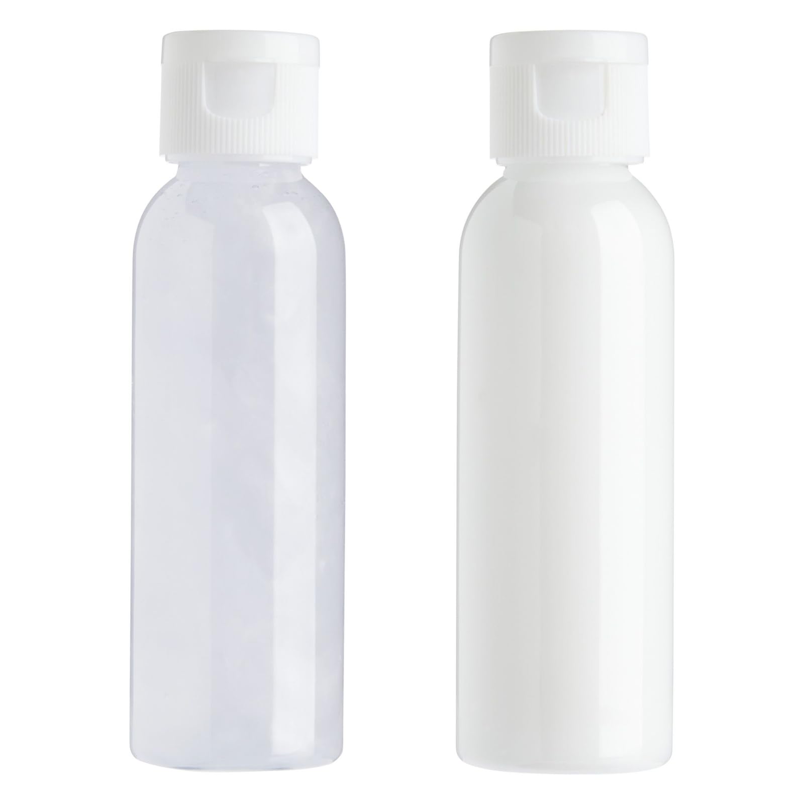 HMIASFMK 24 Pack Plastic Empty 2oz Travel Bottles with Flip Cap, Refillable Containers for Toiletries, Lotion, Liquid 6