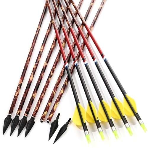 Linkwin Camo Series Hunting Carbon Arrows 30 inch Spine 300 340 400 500 for Compound Bow Recurve Bow Hunting or Practicing Archery (Combat camo, 500 Spine 30 inch) 1