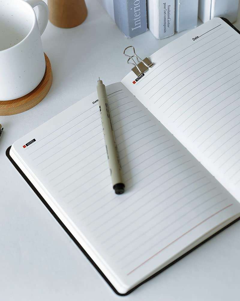 Diarymart Linen Fabric Cover Material Hardbound Executive Diary Notebook with Monthly Planner and Elastic Closure, A5 Size 192 Pages (Solid Black) 4