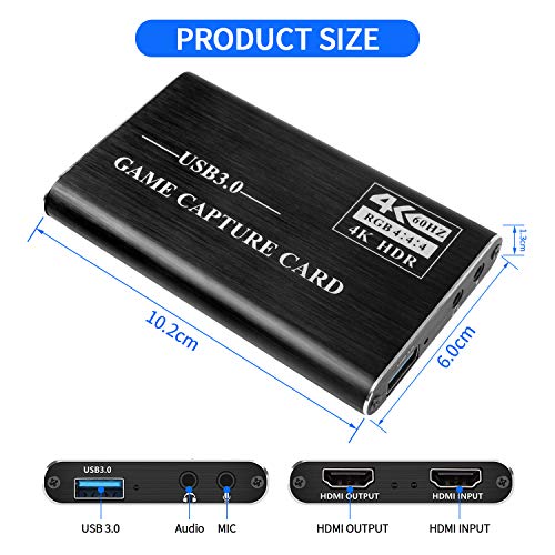 SUNKONG Audio Video Capture Card, HDMI USB 3.0 4K 1080P 60fps Reliable Portable Video Converter for Gameing/Streaming/Live Broadcasts/Video Conference/Video Recording 2