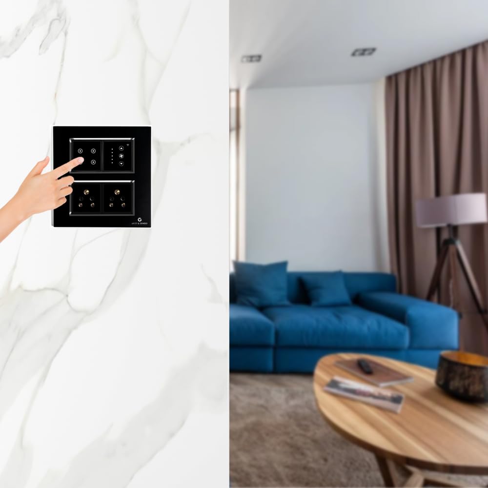 L&G 8 Modular Smart Switch Board | 2 Smart Switch Control, 1 Smart Fan Regulator, 2 Socket (Size: 8M Square- 154 x 160 x 45 mm) 5