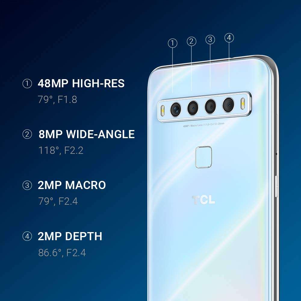 TCL 10L, Unlocked Android Smartphone, 256GB+6GB RAM Android Phone, 4000mAh Verizon Phone Arctic White S150 True Wireless Earbuds, Deep Bass with 13mm Drivers 3