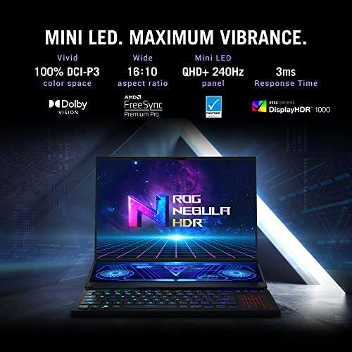 ASUS ROG Zephyrus Duo 16 (2023) Dual Screen Laptop, 16" (40.64 cm) QHD+ 240Hz/3ms, AMD Ryzen 9 7945HX, 12GB RTX 4080, Gaming Laptop (32GB/2TB SSD/Windows 11/With Office/Black/2.67 Kg), GX650PZ-NM047WS 5