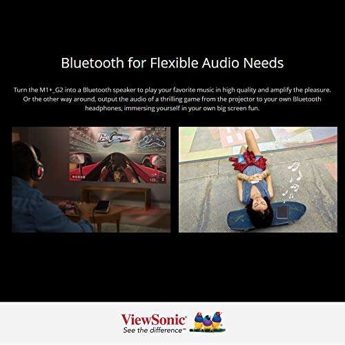 ViewSonic M1+G2 (854x480) Resolution led Projector,100'' Maximum Display, 300 Lumens,Bluetooth & Smart Wi-Fi, Harman Kardon Speaker, HDMI, USB Type-C 2