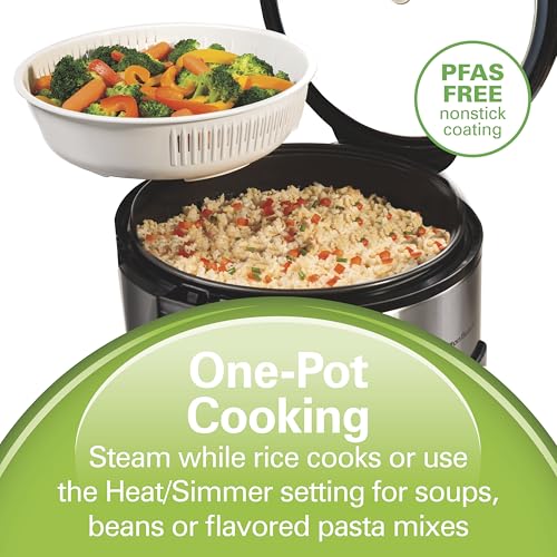 Hamilton Beach Digital Programmable Rice Cooker & Food Steamer, 14 Cups Cooked (7 Uncooked) With Steam & Rinse Basket, Stainless Steel (37548) 5