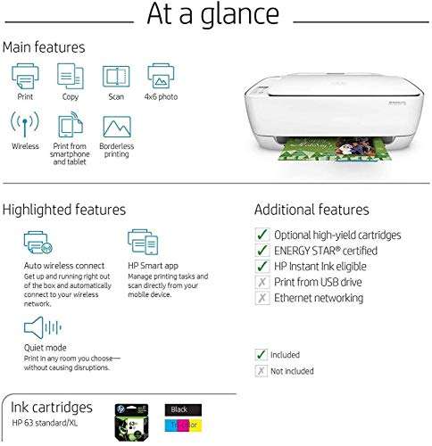 HP DeskJet 3630 Color Inkjet All-in-One Wireless Printer, Scan and Copy, Works with HP Smart app, F5S57A (Renewed) 4