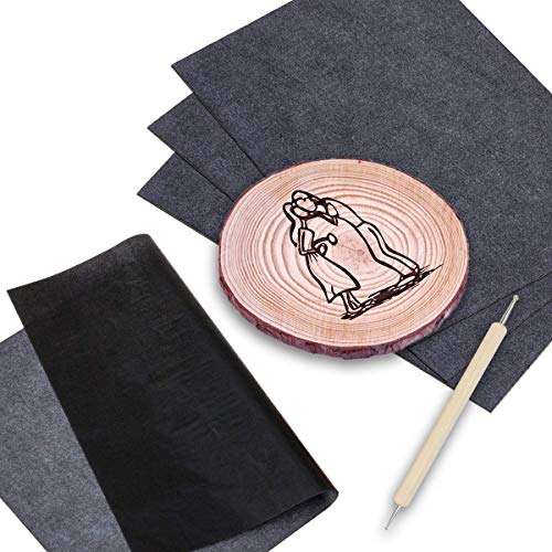 200 Sheets Transfer Tracing Paper Carbon Graphite Paper and 5 Pcs Embossing Styluses Stylus Dotting Tools, Metal, Glass, Carving, DIY Wood Burning Transfer Craft 4