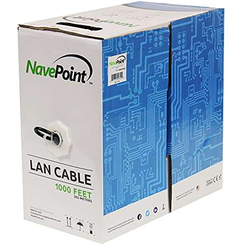 NavePoint Cat6 Riser (CMR), 1000ft, Black, Solid Bare Copper Bulk Ethernet Cable, 550MHz, 23AWG 4 Pair, Unshielded Twisted Pair (UTP) 10-Pack 1