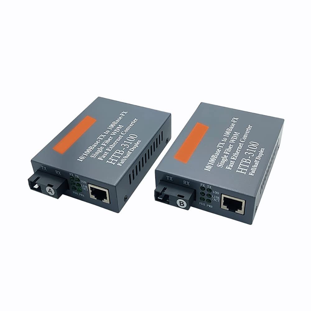 Single Mode Fiber Transceiver, 20Km Single-Mode Single-Fiber Optical Fiber Transceiver, 100M Media Converter Photoelectric Signal Converter Single-Mode Fiber Transceiver 1