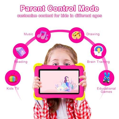 Fivahiva 7 inch Kids Tablet, Android 12 Go, 2GB+32GB (Expandable to 64GB), WiFi, Bluetooth, Parental Control, Google Play, YouTube, Netflix, iWawa, with Kid-Proof Case 3
