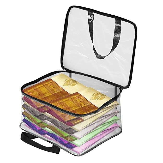 IZee PVC Transparent Travel Toiletry Bag Cosmetic Makeup Organizer Hand Bag Kids Toys Storage Organizer Bag for Home- (30x22x8 CM) (2 Pack). 4