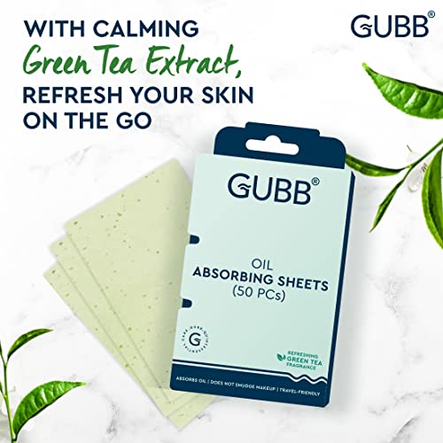 GUBB Blotting Paper For Oily Skin | Removes excess oil | Enriched with green tea extracts | Gentle on skin | Smudge free | Easy to carry | Pack of 2, 50 pieces in each pack 3