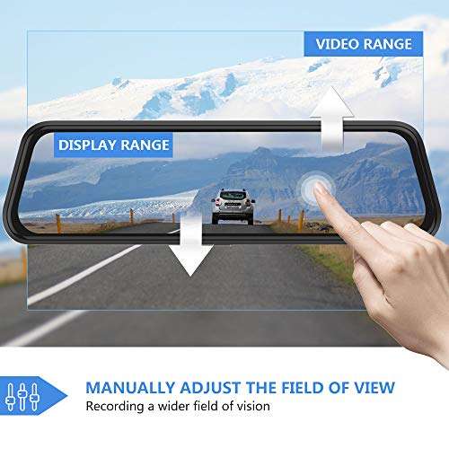 Backup Camera 10 inch Mirror Dash Cam Dual Lens Front Rear Dash Camera 1080P Full Touch Screen Video Streaming Mirror Loop Recording, Parking Monitor, Night Vision, Waterproof Rear Camera 2