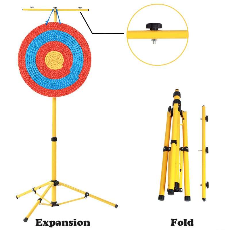 Archery Target Stand for Backyard Targets Shooting ​Adjustable Foldable Adjustable Hanging Traditional EVA Straw Targets Stand Multi-Application Brackets (Yellow Archery Stand) 4