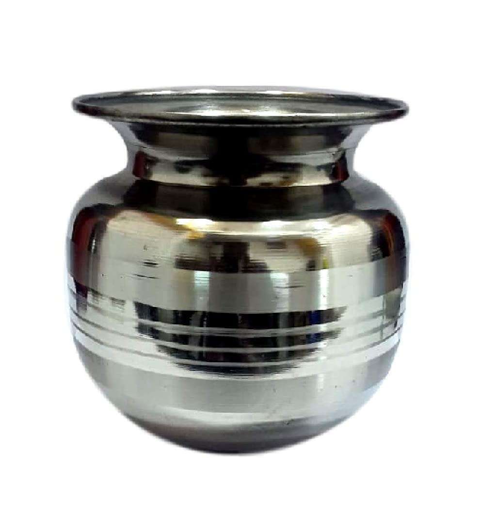 Pure Stainless Steel Heavy Gauge Lota/Kalash/Milk Pot Size - 10 Set of - 2 PCS (1100 ML) Silver 6