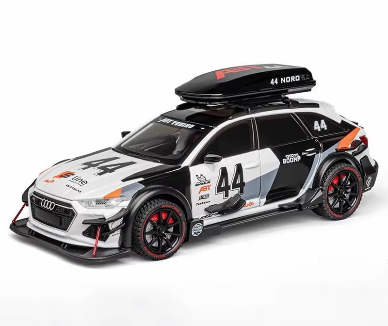 RJKD New 1:24 Audi RS6 Alloy Die-Cast Metal Car Pull-Back Action with Openable Doors Realistic Sound and Light Effects Car for Kids - Multi 1