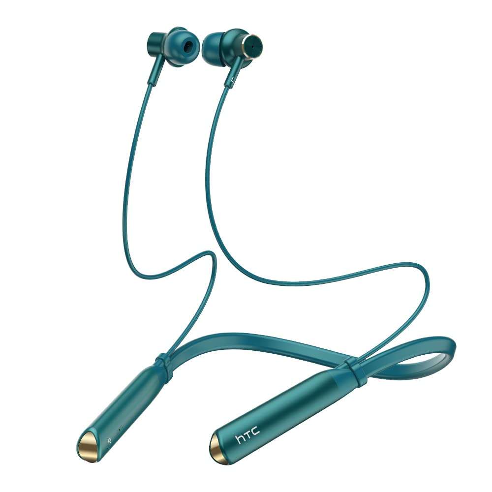 HTC Neckband Headphones Bluetooth 5.3 Noise Cancelling Earbuds, Magnetic Stereo Earphones with Hall Function for Calling, Exercising -10mm Drivers/Game Modes/16H Playtime/IPX5 Waterproof- Green 1