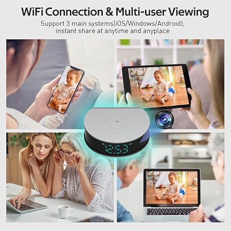 LIZVIE Hidden Camera Clock, Wireless Spy Camera 2.4G WiFi 1080P Full HD - Night Vision/Motion Detection Alarm/App Control/SD Storage/Nanny Cam for Home Security Indoor. 6