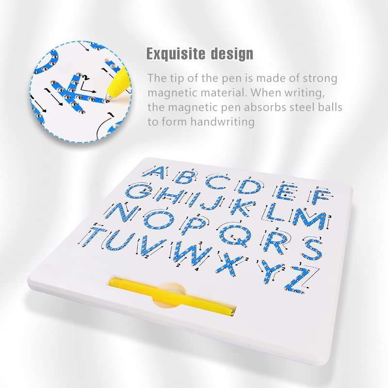 KASBA Magnetic Drawing Board, Magnetic Alphabet Letter Tracing Board- Educational ABC Letters Read Write Learn Preschool Gift Made in India-Upper case 3