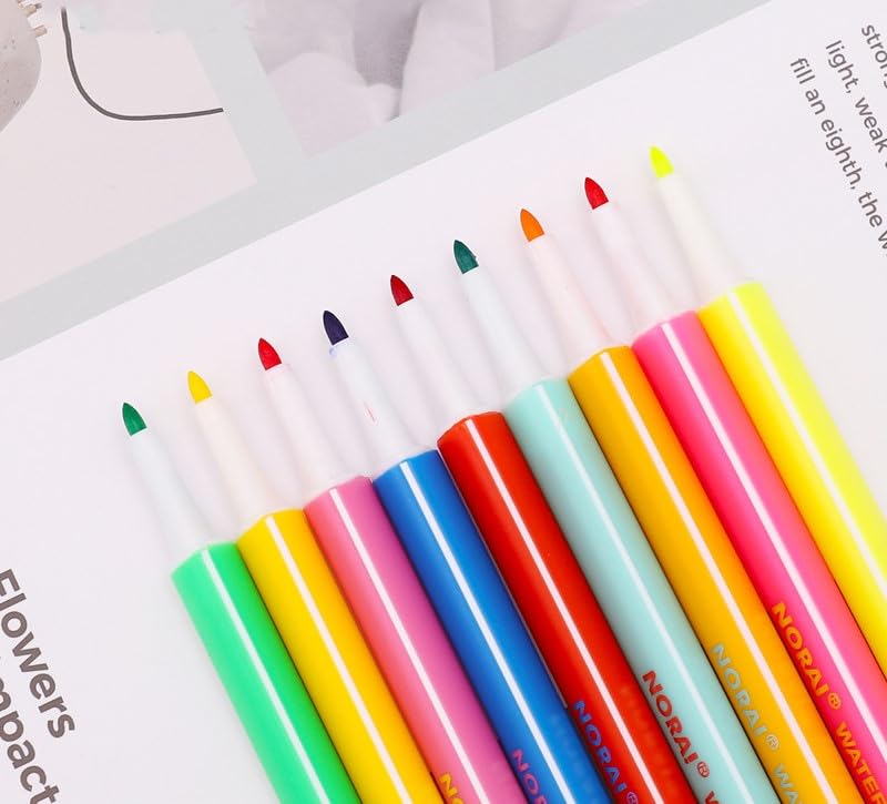 TODDLIS Watercolor Brush Pen Kids Drawing Washable Fine Tip Art Markers Nib Sketch Pens with Washable Ink (Set of 12, Multicolor) 4