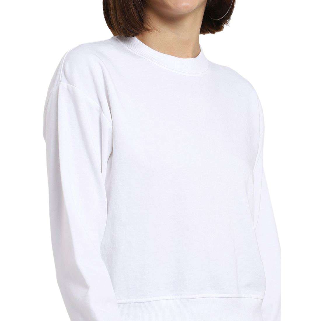 Bewakoof Women White Irene Core Solid Sweatshirt-L 5