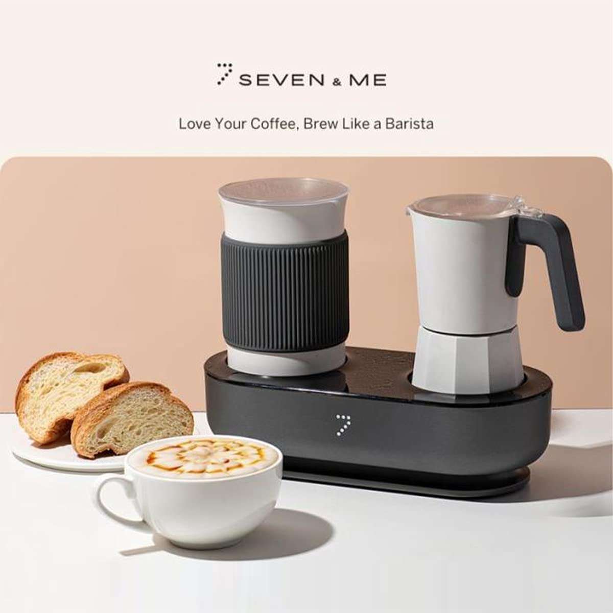 SEVEN&ME 11.8 OZ Coffee Maker Coffee Machine 2 in 1 with Milk Frother Single Serve Espresso Maker Moka Pot 4