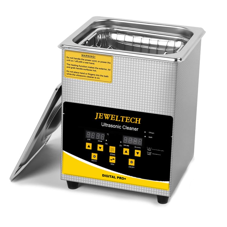 JEWELTECH Digital Pro+ Ultrasonic Cleaner Machine, 2L Capacity, Professional Grade, 42000kHz, Digital Timer and Heater, for Jewelry, Dental Tools, Optical Instruments, Lab Equipment (2L) 1