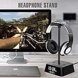 KDrive Headphone Stand with 4 USB Charging Port, 2 AC Outlet, LED Desk Lamp Lighting, HD Clock Display - Universal Sizes, Gaming Headset Hanger Organizer 5