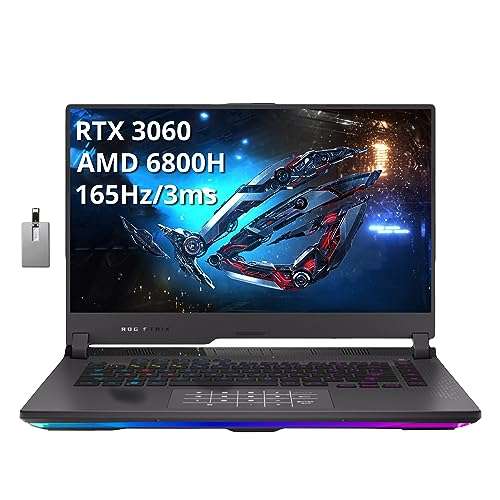 Asus 2022 ROG Strix G15 15.6'' FHD 144Hz Gaming Laptop, AMD Ryzen 7-4800H, 16GB RAM, 512B PCIe SSD, Backlit Keyboard, GeForce RTX 3060 Graphics, Windows 11 Home, Gray, 32GB Snowbell USB Card 1