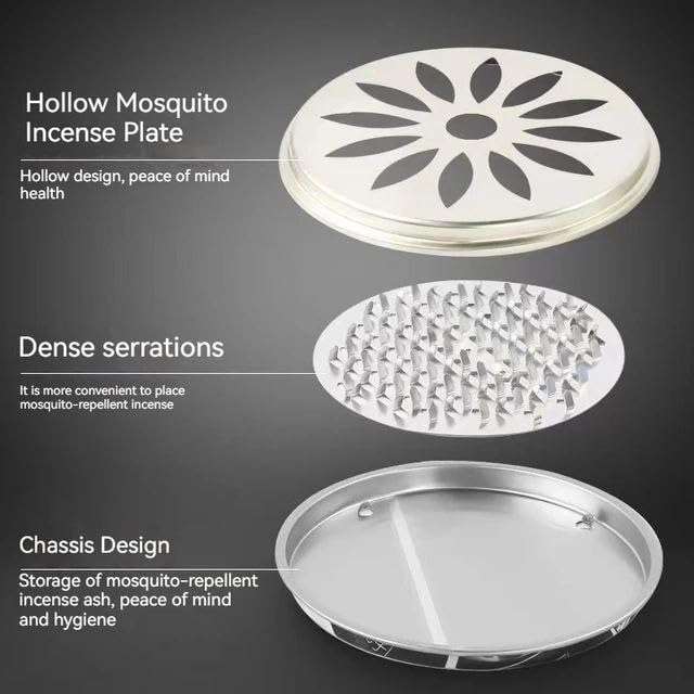 Aryavarte Mosquito Coil Incense Burner with Cover Stainless Steel Mosquito Sandalwood Tin for Home and Outdoor Metal Mosquito Coils Repellent Rack Insect Killer Incenses Burner Holder Stand 4