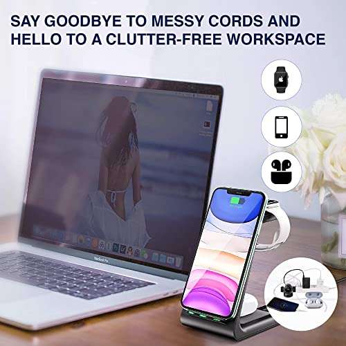 Fast Wireless Charging Station for iPhone, Apple Watch and Airpods (Black) 2